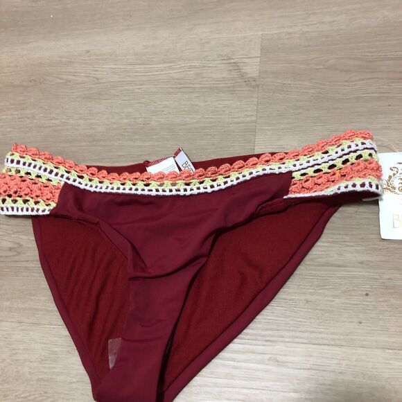 becca swimwear large bottoms l red dark Knitted Sides New da - Picture 2 of 8